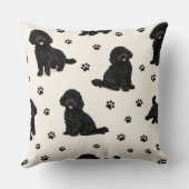 Black Cockapoo Gift | Cute Dog Pattern Cushion クッション (裏面)