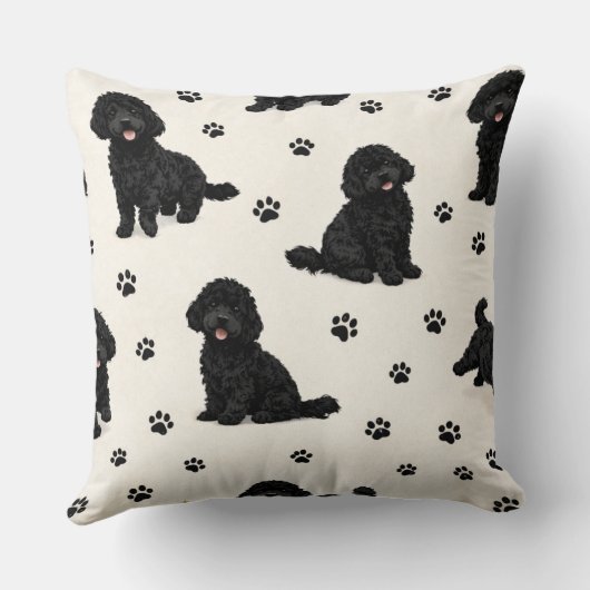 Black Cockapoo Gift | Cute Dog Pattern Cushion クッション (裏面)