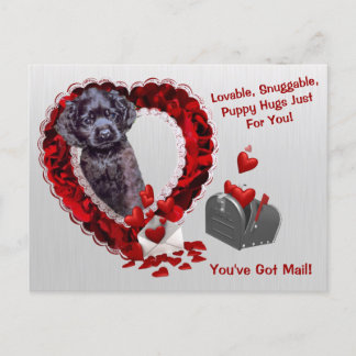 Black Cocker Spaniel #2 You've Got Mail Puppy Hugs シーズンポストカード