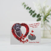 Black Cocker Spaniel #2 You've Got Mail Puppy Hugs シーズンポストカード (スタンド正面)