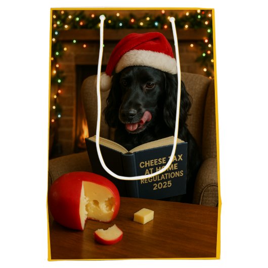 Black Cocker Spaniel Christmas gift bag   ミディアムペーパーバッグ (裏面)