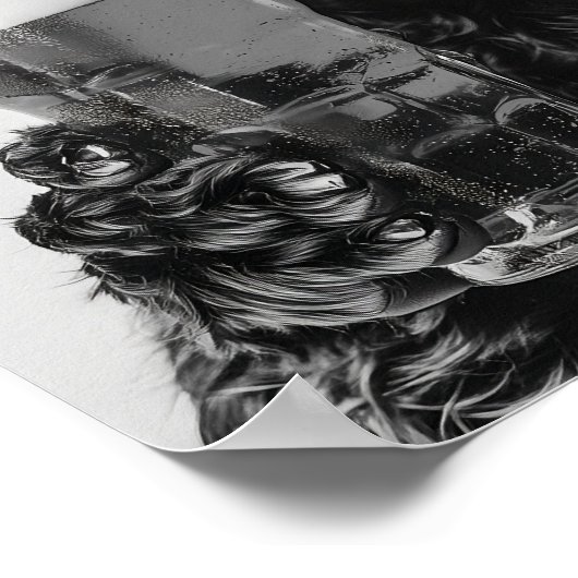 Black Cocker Spaniel Drinking Beer Wall Art, Black ポスター (角)