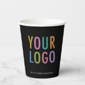 Black Coffee Paper Cups Company Logo Branded 8 oz 紙コップ (正面)