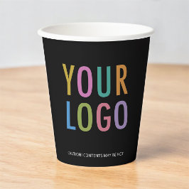 Black Coffee Paper Cups Company Logo Branded 8 oz 紙コップ