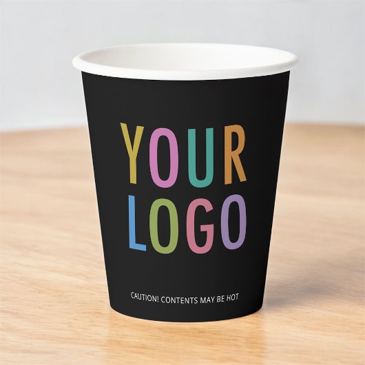 Black Coffee Paper Cups Company Logo Branded 8 oz 紙コップ