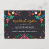 Black Colorful Floral Nuestra Boda Spanish Wedding エンクロージャーカード (正面)