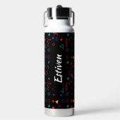 Black Colorful Personalized Water Bottle with Name ウォーターボトル (正面)