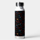 Black Colorful Personalized Water Bottle with Name ウォーターボトル (左面)