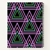 Black Colorful Retro 80's Neon Geometric Triangles ノートブック (裏面)