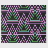 Black Colorful Retro 80's Neon Geometric Triangles ラッピングペーパー (フラット)