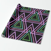 Black Colorful Retro 80's Neon Geometric Triangles ラッピングペーパー (アンロールド)