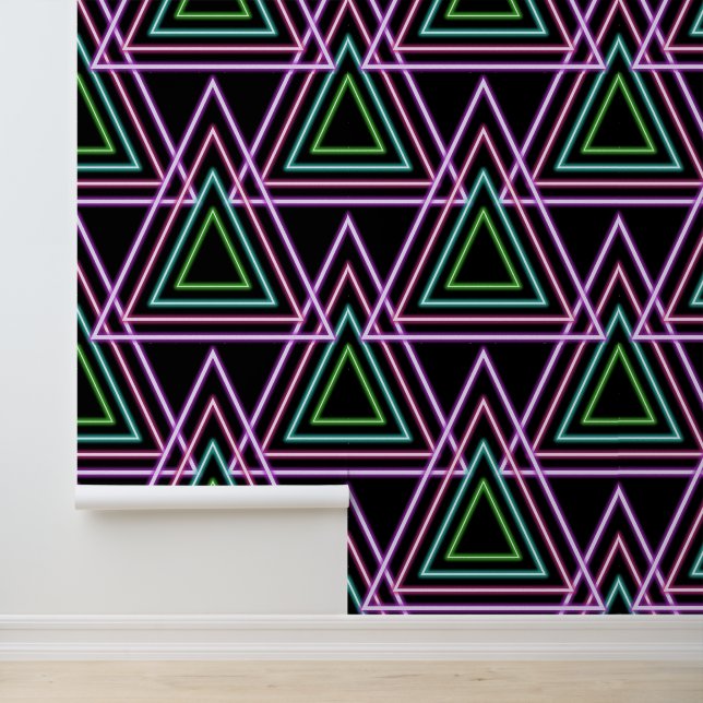 Black Colorful Retro 80's Neon Geometric Triangles 壁紙 (アプリケーション)