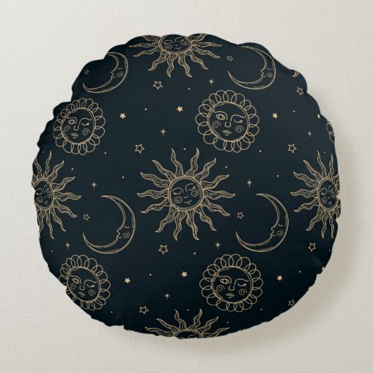 Black colour Round Pillow ラウンドクッション (正面)