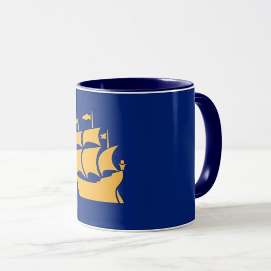 Black Combo Mug with flag of Quebec City マグカップ (正面右)