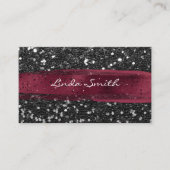 Black Confetti Glitter Burgundy Brush Strokes 名刺 (正面)