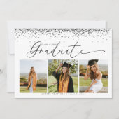 Black Confetti |  Photo Collage Graduation  招待状 (正面)