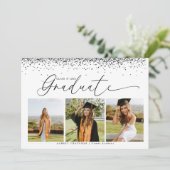 Black Confetti |  Photo Collage Graduation  招待状 (スタンド正面)