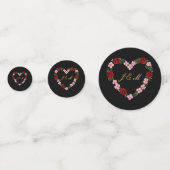 Black confetti with a pink and red heart コンフェッティ (裏面)