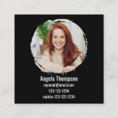 Black Connect with Me Photo QR Code  スクエア名刺 (正面)