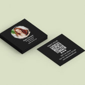 Black Connect with Me Photo QR Code  スクエア名刺