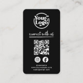 Black Connect With Us QRコードロゴソーシャルメディア 名刺 (正面)