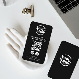 Black Connect With Us QRコードロゴソーシャルメディア 名刺