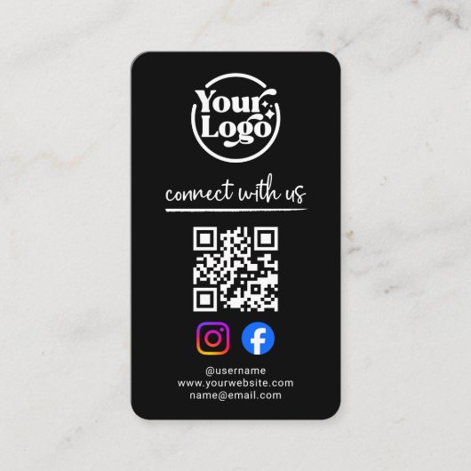 Black Connect With Us QR Code Logo Social Media  名刺 (正面)