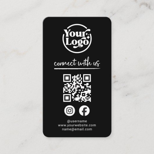 Black Connect With Us QR Code Logo Social Media  名刺 (正面)