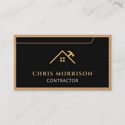 Black Construction Professional Wood QR Code 名刺 (正面)