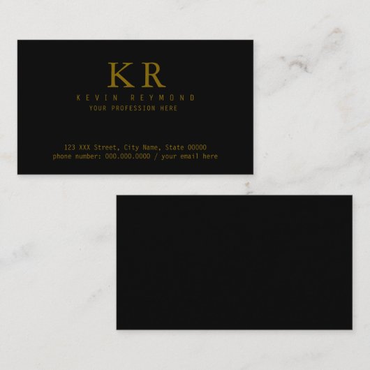 Black Contact Card printed on the front side only 名刺 (正面/裏面)