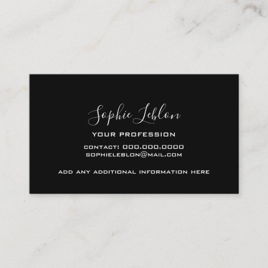 Black Contact Card with handwritten name コーリングカード (正面)