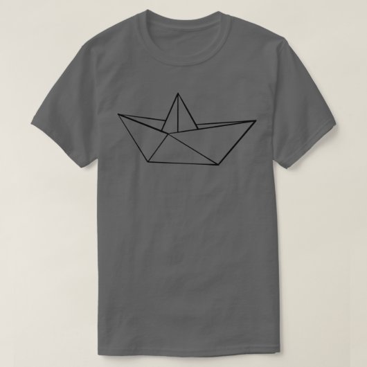 Black contoured boat origami tシャツ (デザイン正面)