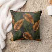 Black Copper Brown Palm Tree Leaf Glam Tropical クッション (ブランケット)
