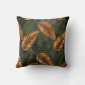 Black Copper Brown Palm Tree Leaf Glam Tropical クッション (裏面)