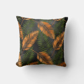 Black Copper Brown Palm Tree Leaf Glam Tropical クッション (正面)