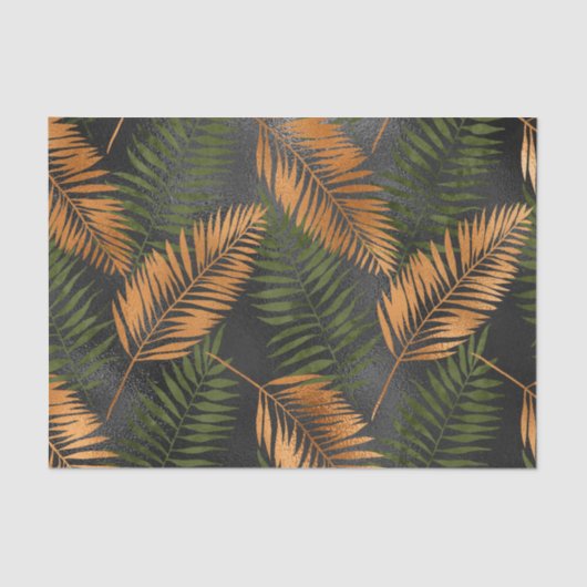 Black Copper Brown Palm Tree Leaf Glam Tropical 薄葉紙 (正面)