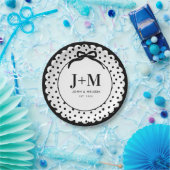 Black Coquette Bow Anniversary Initials ペーパープレート (パーティー)