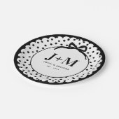 Black Coquette Bow Anniversary Initials ペーパープレート (アングル)