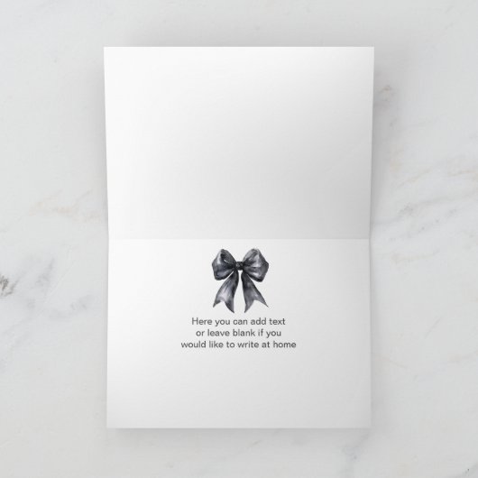 Black Coquette Bow Baby Shower サンキューカード (内部)