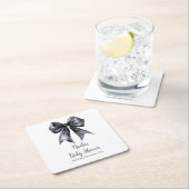 Black Coquette Bow Baby Shower スクエアペーパーコースター (インサイチュ)