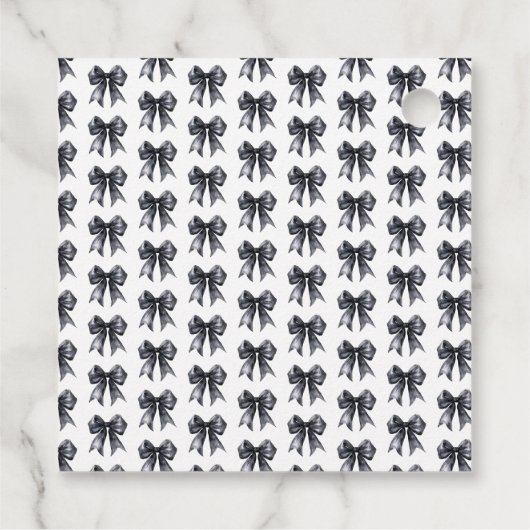 Black Coquette Bow Baby Shower フェイバータグ (裏面)