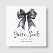 Black Coquette Bow Baby Shower Guest Book ゲストブック (正面)