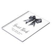 Black Coquette Bow Baby Shower Guest Book ノートブック (左側)