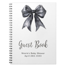 Black Coquette Bow Baby Shower Guest Book ノートブック