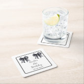 Black Coquette Bow Birthday Party スクエアペーパーコースター (インサイチュ)