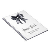 Black Coquette Bow Birthday Party Guest Book ノートブック (右側)