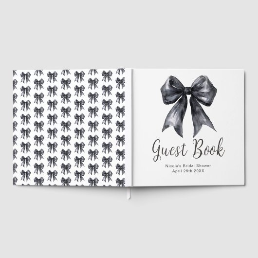 Black Coquette Bow Bridal Shower Guest Book ゲストブック (全面)