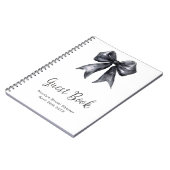 Black Coquette Bow Bridal Shower Guest Book ノートブック (左側)