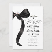 Black Coquette Bow Bridal Shower Invitation 招待状 (正面)