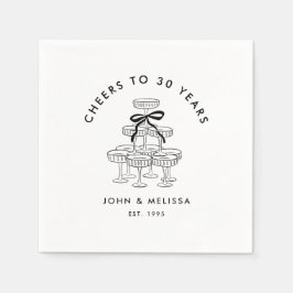 Black Coquette Bow Champagne Tower Anniversary スタンダードカクテルナプキン